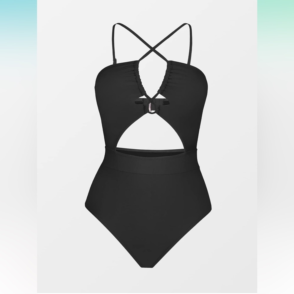 CUPSHE Women's One Piece Cutout Criss Cross Bathing Suit, NWT , size L